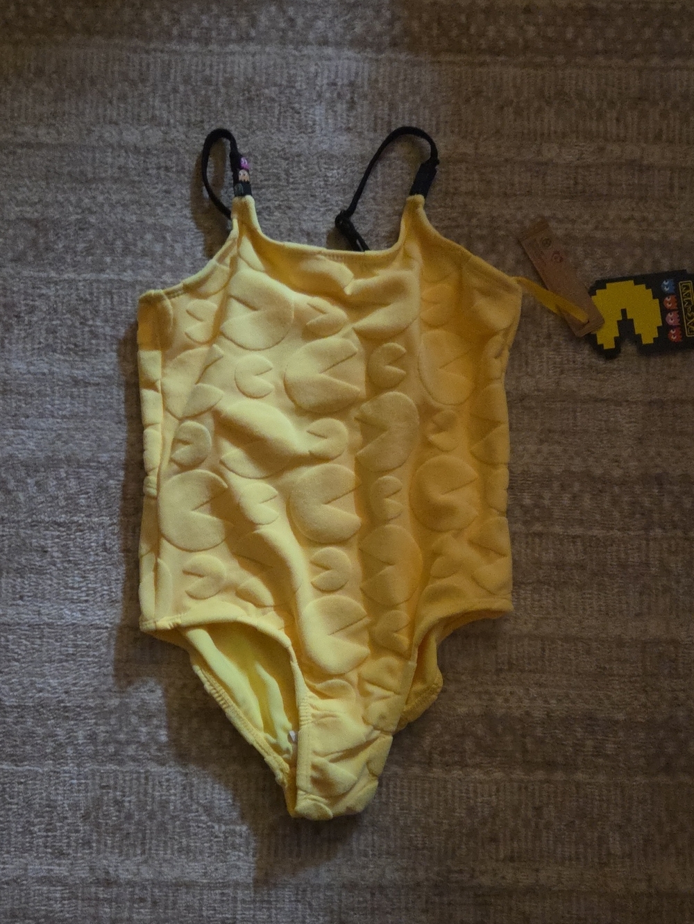 Kids Yellow Textured One-Piece Swimsuit